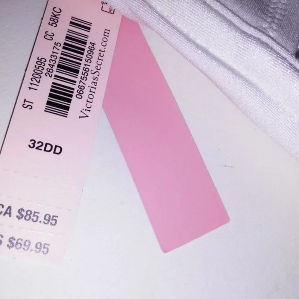 Victoria Secret Swim Bikini Top 32DD‎ White Shine Strap Bling Logo Solid New - Picture 10 of 10